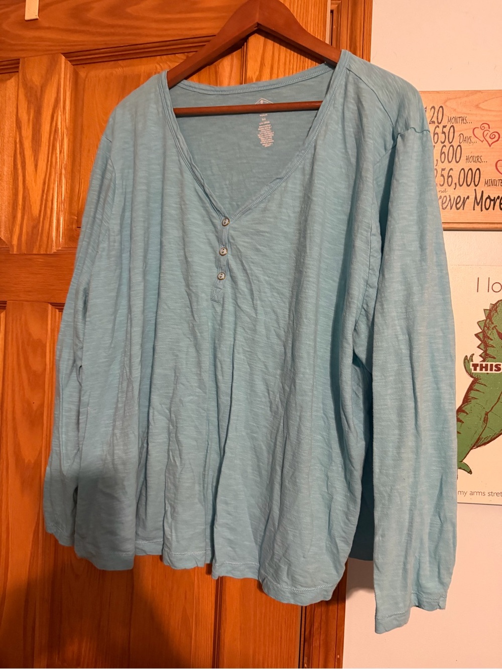 Light Blue Women’s Long Sleeve Henley Top
